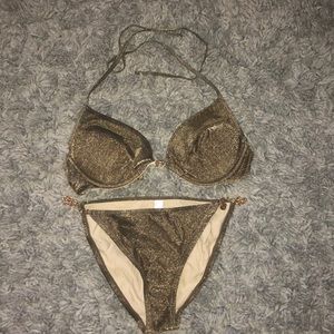 gold glittery VS bikini